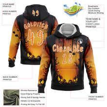 Load image into Gallery viewer, Custom Black Bay Orange Yellow-White 3D Halloween Pumpkin Spooky Sports Pullover Sweatshirt Hoodie
