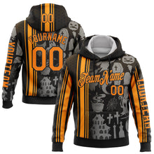 Load image into Gallery viewer, Custom Black Bay Orange-Orange 3D Halloween Pumpkin Spooky Stripe Sports Pullover Sweatshirt Hoodie
