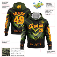 Load image into Gallery viewer, Custom Green Yellow-Orange 3D Halloween Spooky Sportswear Sports Pullover Sweatshirt Hoodie
