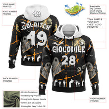 Load image into Gallery viewer, Custom Black White 3D Halloween Zombies Spooky Stripe Sports Pullover Sweatshirt Hoodie
