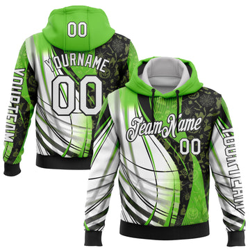 Custom Green White-Black 3D Halloween Spooky Sportswear Sports Pullover Sweatshirt Hoodie