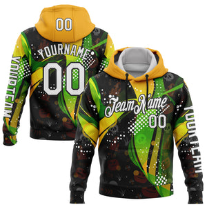 Custom Black White Green-Yellow 3D Halloween Spooky Sportswear Sports Pullover Sweatshirt Hoodie