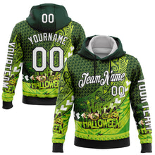 Load image into Gallery viewer, Custom Green White-Black 3D Halloween Spooky Sportswear Sports Pullover Sweatshirt Hoodie
