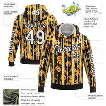 Load image into Gallery viewer, Custom Yellow White-Black 3D Halloween Pumpkin Spooky Stripe Sports Pullover Sweatshirt Hoodie
