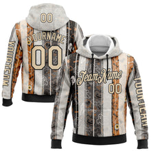 Load image into Gallery viewer, Custom White City Cream Black-Orange 3D Halloween Pumpkin Spooky Stripe Sports Pullover Sweatshirt Hoodie
