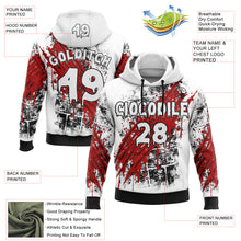 Load image into Gallery viewer, Custom White Red-Black 3D Halloween Creepy Scratch Spooky Sports Pullover Sweatshirt Hoodie
