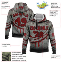 Load image into Gallery viewer, Custom Gray Red-Black 3D Halloween Creepy Spooky Horror Sports Pullover Sweatshirt Hoodie
