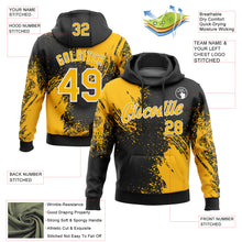 Load image into Gallery viewer, Custom Stitched Black Gold-White 3D Pattern Design Abstract Brush Stroke Sports Pullover Sweatshirt Hoodie
