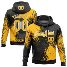 Load image into Gallery viewer, Custom Stitched Black Gold-White 3D Pattern Design Abstract Brush Stroke Sports Pullover Sweatshirt Hoodie
