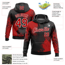 Load image into Gallery viewer, Custom Stitched Black Red-White 3D Pattern Design Abstract Brush Stroke Sports Pullover Sweatshirt Hoodie
