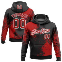Load image into Gallery viewer, Custom Stitched Black Red-White 3D Pattern Design Abstract Brush Stroke Sports Pullover Sweatshirt Hoodie
