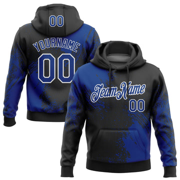 Custom Stitched Black Royal-White 3D Pattern Design Abstract Brush Stroke Sports Pullover Sweatshirt Hoodie