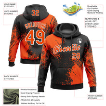 Load image into Gallery viewer, Custom Stitched Black Orange-White 3D Pattern Design Abstract Brush Stroke Sports Pullover Sweatshirt Hoodie
