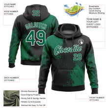 Load image into Gallery viewer, Custom Stitched Black Kelly Green-White 3D Pattern Design Abstract Brush Stroke Sports Pullover Sweatshirt Hoodie
