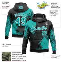 Load image into Gallery viewer, Custom Stitched Black Aqua-White 3D Pattern Design Abstract Brush Stroke Sports Pullover Sweatshirt Hoodie
