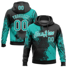 Load image into Gallery viewer, Custom Stitched Black Aqua-White 3D Pattern Design Abstract Brush Stroke Sports Pullover Sweatshirt Hoodie
