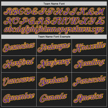 Load image into Gallery viewer, Custom Stitched Black Purple-Gold 3D Pattern Design Abstract Brush Stroke Sports Pullover Sweatshirt Hoodie
