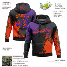 Load image into Gallery viewer, Custom Stitched Black Purple-Orange 3D Pattern Design Abstract Brush Stroke Sports Pullover Sweatshirt Hoodie
