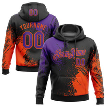 Load image into Gallery viewer, Custom Stitched Black Purple-Orange 3D Pattern Design Abstract Brush Stroke Sports Pullover Sweatshirt Hoodie
