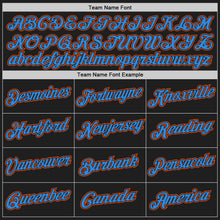 Load image into Gallery viewer, Custom Stitched Black Powder Blue-Orange 3D Pattern Design Abstract Brush Stroke Sports Pullover Sweatshirt Hoodie

