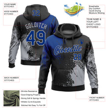Load image into Gallery viewer, Custom Stitched Black Royal-Gray 3D Pattern Design Abstract Brush Stroke Sports Pullover Sweatshirt Hoodie
