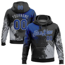 Load image into Gallery viewer, Custom Stitched Black Royal-Gray 3D Pattern Design Abstract Brush Stroke Sports Pullover Sweatshirt Hoodie
