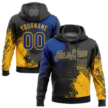 Load image into Gallery viewer, Custom Stitched Black Royal-Gold 3D Pattern Design Abstract Brush Stroke Sports Pullover Sweatshirt Hoodie
