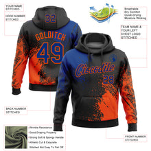Load image into Gallery viewer, Custom Stitched Black Royal-Orange 3D Pattern Design Abstract Brush Stroke Sports Pullover Sweatshirt Hoodie
