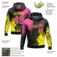 Load image into Gallery viewer, Custom Stitched Black Pink-Light Yellow 3D Pattern Design Abstract Brush Stroke Sports Pullover Sweatshirt Hoodie
