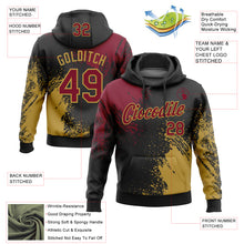 Load image into Gallery viewer, Custom Stitched Black Crimson-Old Gold 3D Pattern Design Abstract Brush Stroke Sports Pullover Sweatshirt Hoodie
