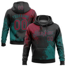 Load image into Gallery viewer, Custom Stitched Black Crimson-Teal 3D Pattern Design Abstract Brush Stroke Sports Pullover Sweatshirt Hoodie
