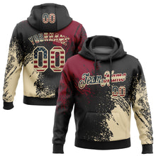 Load image into Gallery viewer, Custom Stitched Black Vintage USA Flag Crimson-Cream 3D Pattern Design Abstract Brush Stroke Sports Pullover Sweatshirt Hoodie
