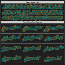 Load image into Gallery viewer, Custom Stitched Black Teal-Old Gold 3D Pattern Design Abstract Brush Stroke Sports Pullover Sweatshirt Hoodie
