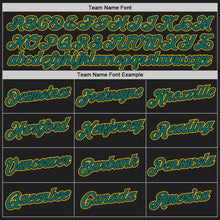 Load image into Gallery viewer, Custom Stitched Black Teal-Yellow 3D Pattern Design Abstract Brush Stroke Sports Pullover Sweatshirt Hoodie
