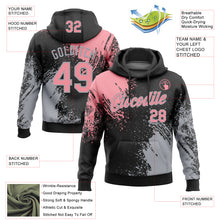 Load image into Gallery viewer, Custom Stitched Black Medium Pink-Gray 3D Pattern Design Abstract Brush Stroke Sports Pullover Sweatshirt Hoodie
