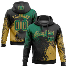 Load image into Gallery viewer, Custom Stitched Black Kelly Green-Old Gold 3D Pattern Design Abstract Brush Stroke Sports Pullover Sweatshirt Hoodie
