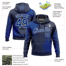 Load image into Gallery viewer, Custom Stitched Navy Royal-White 3D Pattern Design Abstract Brush Stroke Sports Pullover Sweatshirt Hoodie
