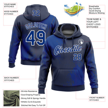 Custom Stitched Navy Royal-White 3D Pattern Design Abstract Brush Stroke Sports Pullover Sweatshirt Hoodie