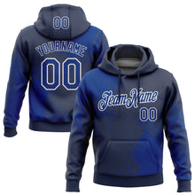 Load image into Gallery viewer, Custom Stitched Navy Royal-White 3D Pattern Design Abstract Brush Stroke Sports Pullover Sweatshirt Hoodie
