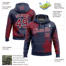 Load image into Gallery viewer, Custom Stitched Navy Crimson-White 3D Pattern Design Abstract Brush Stroke Sports Pullover Sweatshirt Hoodie
