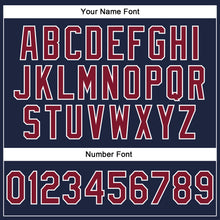 Load image into Gallery viewer, Custom Stitched Navy Crimson-White 3D Pattern Design Abstract Brush Stroke Sports Pullover Sweatshirt Hoodie

