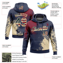 Load image into Gallery viewer, Custom Stitched Navy Vintage USA Flag Crimson-Cream 3D Pattern Design Abstract Brush Stroke Sports Pullover Sweatshirt Hoodie
