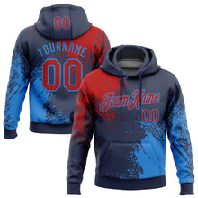 Загрузить изображение в средство просмотра галереи, Custom Stitched Navy Red-Powder Blue 3D Pattern Design Abstract Brush Stroke Sports Pullover Sweatshirt Hoodie
