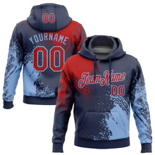 Загрузить изображение в средство просмотра галереи, Custom Stitched Navy Red-Light Blue 3D Pattern Design Abstract Brush Stroke Sports Pullover Sweatshirt Hoodie
