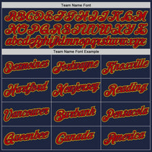 Загрузить изображение в средство просмотра галереи, Custom Stitched Navy Red-Gold 3D Pattern Design Abstract Brush Stroke Sports Pullover Sweatshirt Hoodie
