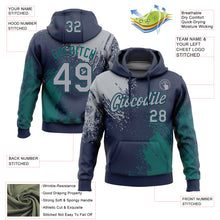 Load image into Gallery viewer, Custom Stitched Navy Gray-Teal 3D Pattern Design Abstract Brush Stroke Sports Pullover Sweatshirt Hoodie
