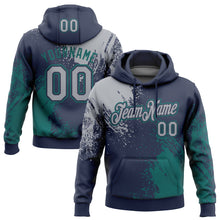 Load image into Gallery viewer, Custom Stitched Navy Gray-Teal 3D Pattern Design Abstract Brush Stroke Sports Pullover Sweatshirt Hoodie
