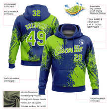 Charger l&#39;image dans la galerie, Custom Stitched Royal Neon Green-White 3D Pattern Design Abstract Brush Stroke Sports Pullover Sweatshirt Hoodie
