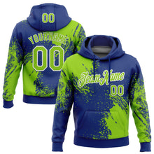 Charger l&#39;image dans la galerie, Custom Stitched Royal Neon Green-White 3D Pattern Design Abstract Brush Stroke Sports Pullover Sweatshirt Hoodie
