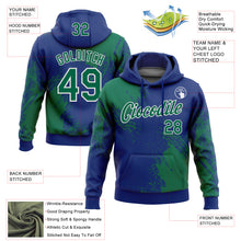 Charger l&#39;image dans la galerie, Custom Stitched Royal Kelly Green-White 3D Pattern Design Abstract Brush Stroke Sports Pullover Sweatshirt Hoodie
